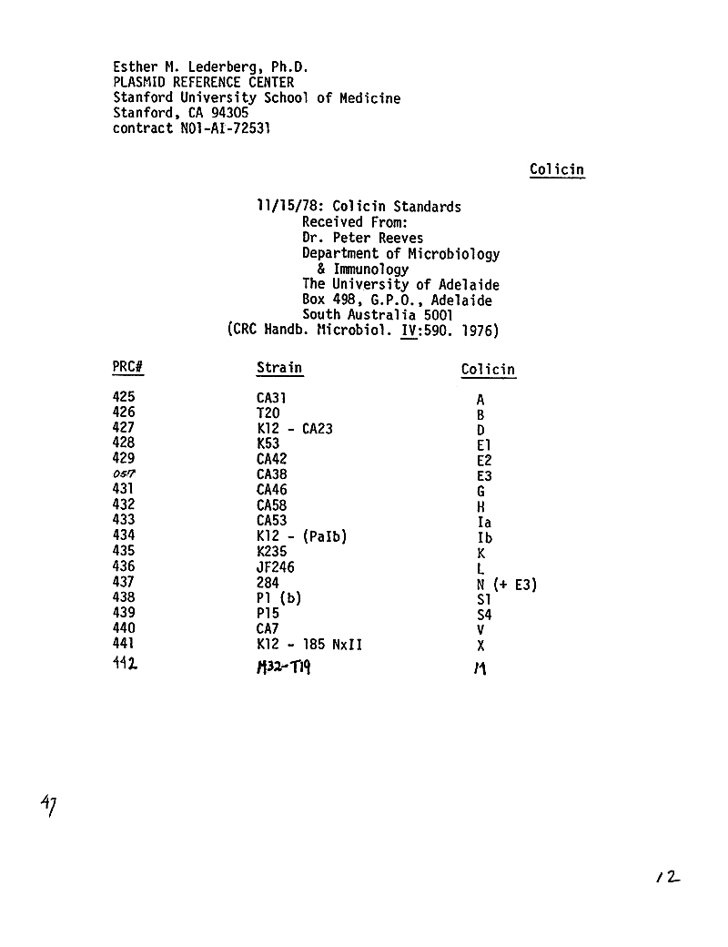 47-12 Colicin Standards UAdelaide